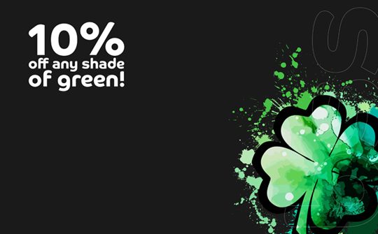 Celebrate St Paddy’s Day with 10% off all green paint