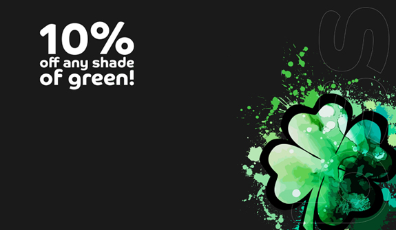 Celebrate St Paddy’s Day with 10% off all green paint